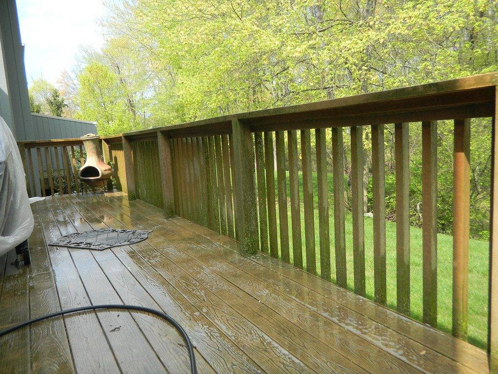Freshly cleaned wooden deck