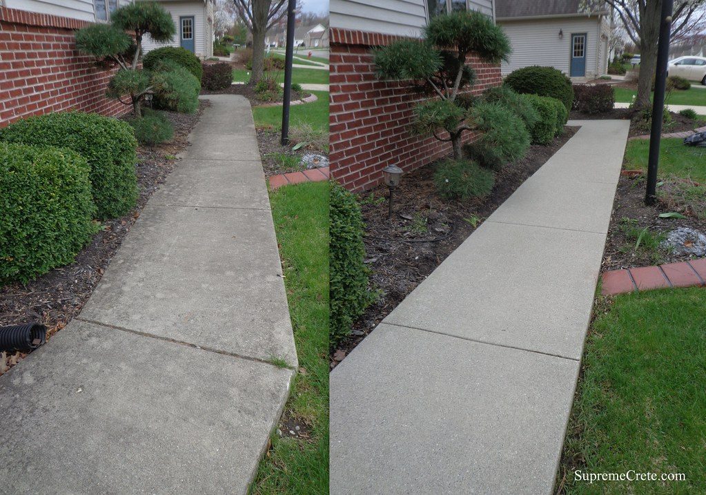 Clean driveway after pressure washing