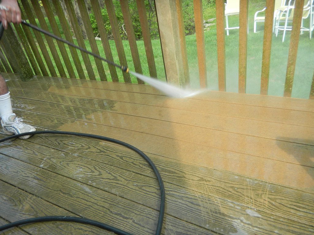 Soft washing a fence and deck