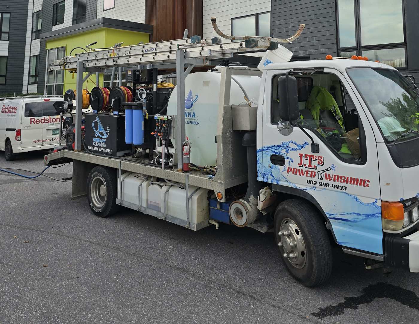 The JT's Power Washing service truck fully equipped for residential and commercial exterior cleaning